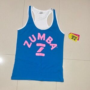 Zumba Fitness Blue Tank Top with Pink Logo